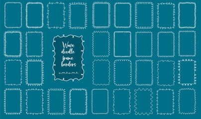 wave, border, frame, doodle, seamless, pattern, Invite White Wave doodle frame borders