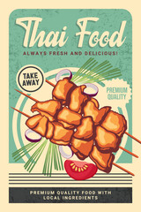 Retro Thai Food Skewers Take Away Poster