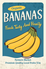 Retro Organic Bananas Farmers Market Poster