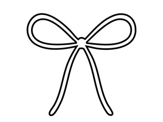 Black outline of decorative bow isolated on white background, simple elegant design. concept of icon, logo, gift wrapping, festive decor, ornament, minimalistic art, design element