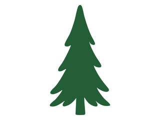 Obraz premium Green silhouette of evergreen tree isolated on white background. concept of nature, forest, pine, christmas decor, icon, logo, design element