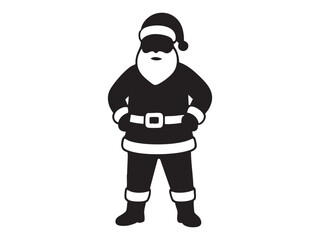 Obraz premium Black silhouette of santa claus standing with hands on hips, isolated on white background. concept of christmas, santa, festive season, holiday, icon, design element