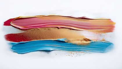 Abstract Colorful Brush Strokes With Gold Accents On White Background