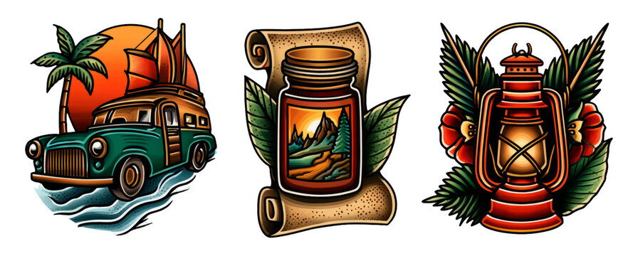 Exotic Spice Caravan Adventure in Classic 8D Illustration with Tropical Motifs