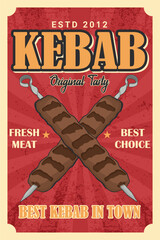Vintage Delicious Kebab Advertisement Poster