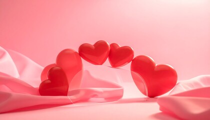 Valentine&rsquo;s Day Advertising Concept with Red Hearts and Romantic Lighting
