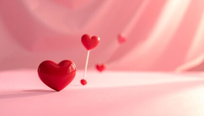 Valentine&rsquo;s Day Advertising Concept with Red Hearts and Romantic Lighting