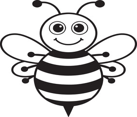 Fototapeta premium smiling bee cartoon character with big eyes and antennae