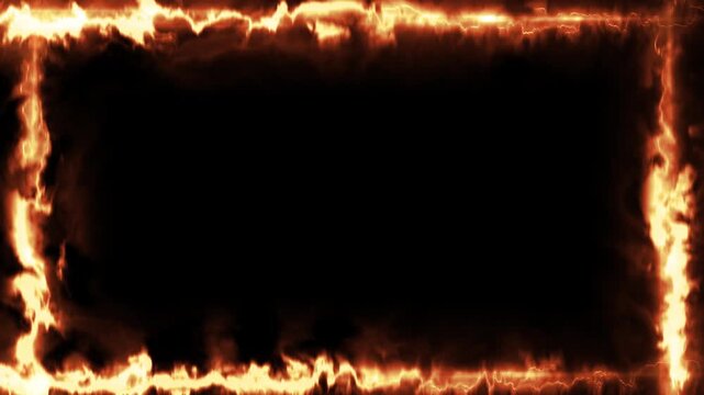 burning orange fire frame flame border animation dark background hot energy