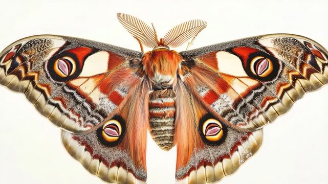 Video Close-up shot of a moth on a white background, suitable for scientific or educational uses