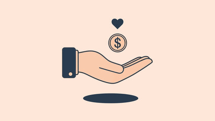 An Outstretched Hand Receiving a Coin with a Heart Above it