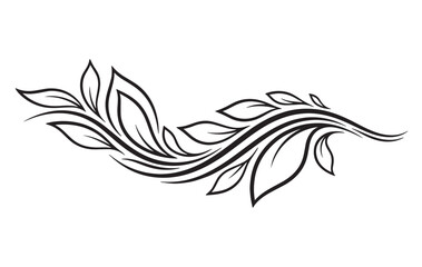 Obraz premium Minimalist Hand-Drawn Floral Vine Illustration with Elegant Botanical Line Art Swirl