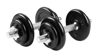 Metal Dumbbells Isolated on transparent Background, Strength Training Fitness Equipment