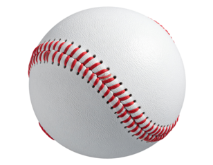 Baseball Angled Showing Red Stitches and Leather Detail