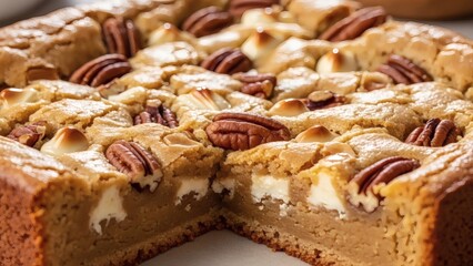 Delicious pecan cheesecake bars with gooey caramel filling