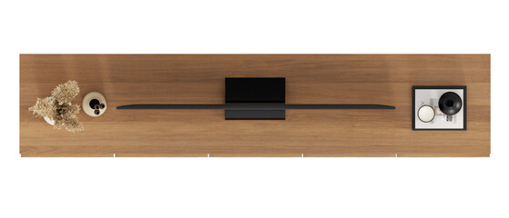 Top view of TV unit with decorative set	