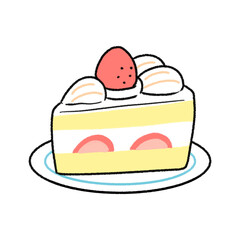 ショートケーキのシンプルイラスト