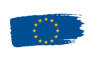 European Union flag in brush stroke style evokes unity and strength for political, business, and social communications