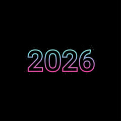 2026 numbers with gradient glow icon flat vector design.