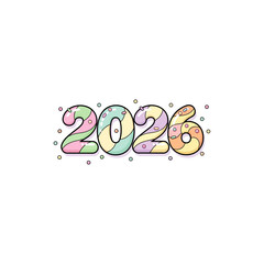 2026 in candy style icon flat vector design.