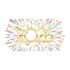 2026 fireworks explosion icon flat vector design.