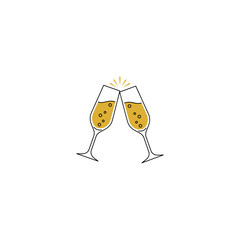 Champagne glasses clinking icon flat vector design.