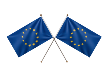 Celebrate European unity with crossed flags; show support for Europe with these EU emblems of cooperation and solidarity