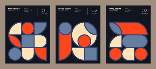 A set of a simple style geometric posters design. Vector illustration.