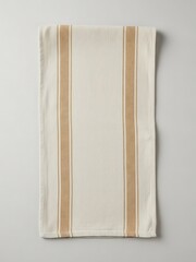 Elegant kitchen towel with beige stripes on ivory background, fabric design
