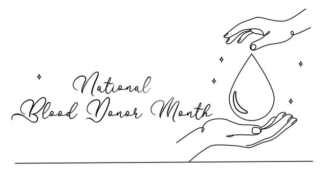Minimalist National Blood Donor Month Day Line art Animation. Suitable for celebration