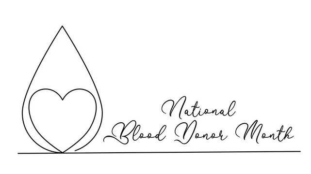 Minimalist National Blood Donor Month Day Line art Animation. Suitable for celebration