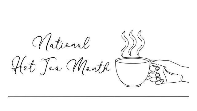 Minimalist National Hot Tea Month Line art Animation. Suitable for celebration