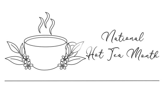 Minimalist National Hot Tea Month Line art Animation. Suitable for celebration