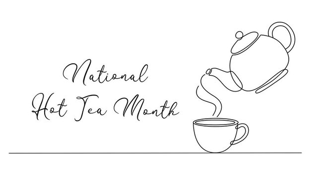 Minimalist National Hot Tea Month Line art Animation. Suitable for celebration