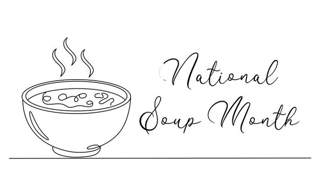 Minimalist National Soup Month Line art Animation. Suitable for celebration
