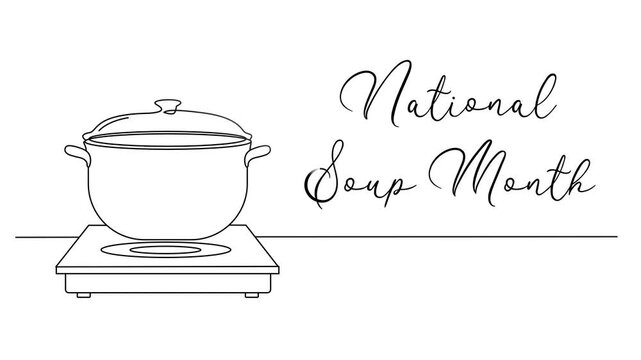 Minimalist National Soup Month Line art Animation. Suitable for celebration