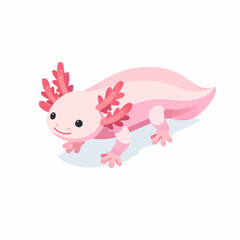Axolotl rosa en perspectiva isom&eacute;trica