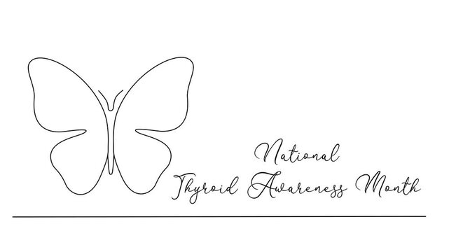 Minimalist Thyroid Awareness Month Line art Animation. Suitable for celebration