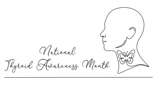 Minimalist Thyroid Awareness Month Line art Animation. Suitable for celebration