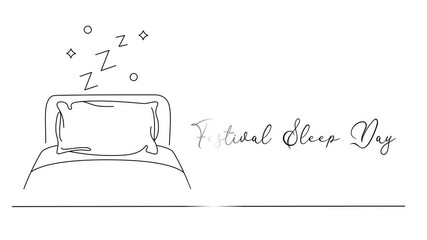 Minimalist Festival of Sleep Day Line art Animation. Suitable for celebration