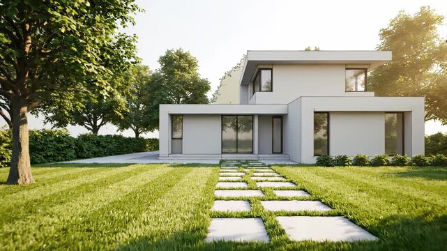 Modern architectural design showcasing a progressive transformation from sketch to vibrant reality, highlighting the evolving landscape and structure in a seamless visual narrative