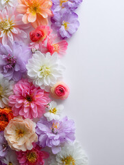 white greeting card with spring flowers, generative ai