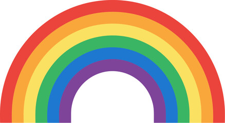 Simple classic rainbow arch with bright colors isolated on a white background.
