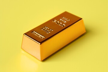 gold bars isolated on yellow