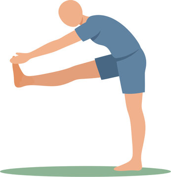 Vector illustration of a person performing a standing hamstring stretch exercise.