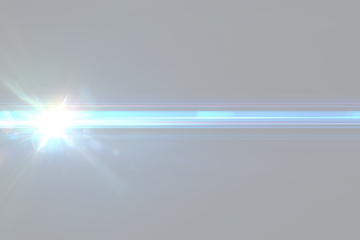 Cinematic blue lens flare featuring a strong anamorphic light streak and subtle bokeh effects for professional overlays.