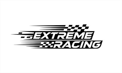 Dynamic Extreme Racing logo with speed lines and checkered flag. © Firza