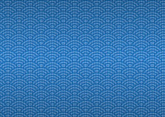 ちりめん生地のようなイラストに伝統文様の青海波を付けた背景イラスト