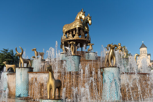 Colchis Fountain in the center of Kutaisi, Georgia