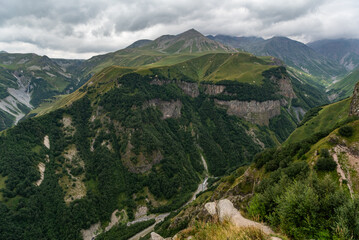 Obraz premium Gudauri, view from friendship monument, Caucasus mountains Georgia